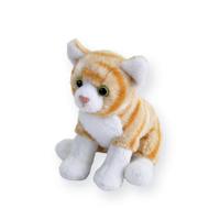 Wild Republic Pluche knuffel kat/poes - oranje met wit - 13 cm - Knuffelbeesten - Katten/poezen