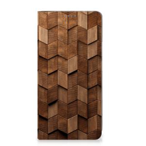 Book Wallet Case voor Xiaomi Redmi 12 4G Wooden Cubes