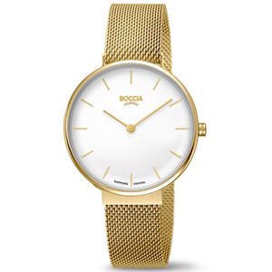 Boccia 3327-10 Horloge titanium-staal goudkleurig-wit 35 mm