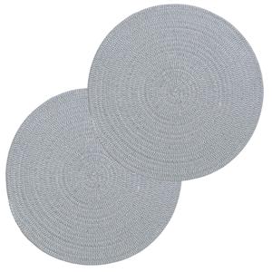 Tafel placemat/onderlegger - Set van 8x stuks - rond - lichtgrijs - katoen - 38 cm - Ontbijt/lunch/d