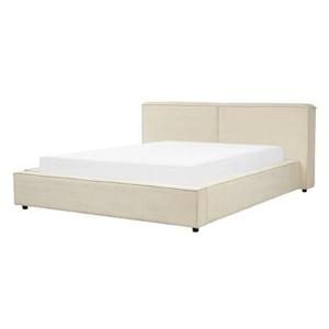 Beliani - LINARDS - Bed - Beige - 160 x 200 cm - Corduroy