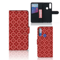 Alcatel 1S 2020 Telefoon Hoesje Batik Rood - thumbnail