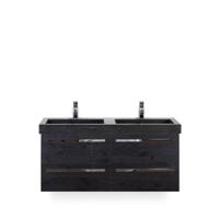 Seville Badmeubelset 120 cm - 4 laden Black Oak - Wastafel Hardsteen Wit Lucca