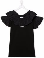 MSGM Kids robe volantée à logo imprimé - Noir