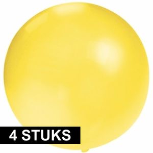 4x Feest mega ballonnen geel 60 cm   -