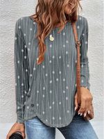 Casual Crew Neck Geometric Long Sleeve Loose T-Shirt