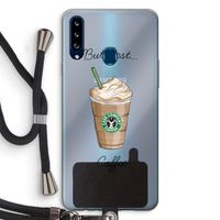 But first coffee: Samsung Galaxy A20s Transparant Hoesje met koord