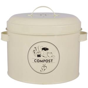 Compostbak - creme wit - met deksel - 632 ml - composter - Compostbakken