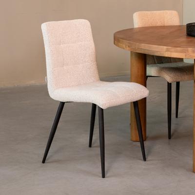 LABEL51 Eetkamerstoel Sam - Wit - Boucle - Black Frame