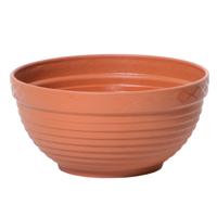 Tafel plantenpot/bloempot - kunststof D30 x H12 cm - terracotta - binnen/buiten - thumbnail