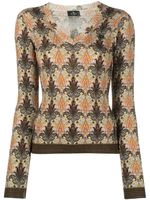 ETRO pull imprimé à col v - Jaune