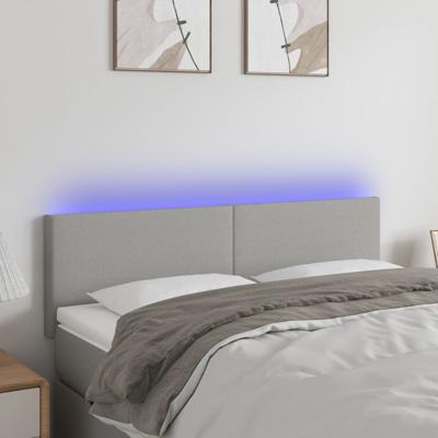 Hoofdbord LED 144x5x78/88 cm stof lichtgrijs
