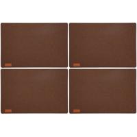 Placemats/onderleggers voor op tafel - 6x stuks - bruin - 30 x 45 cm - met ronde hoeken