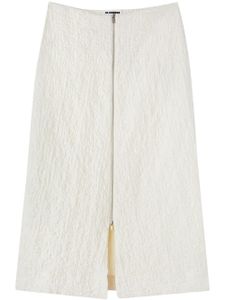 Jil Sander textured-finish zip-up midi skirt - Blanc