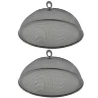 Set van 2x stuks metalen vliegenkappen/voedselkappen antraciet grijs rond 35 cm