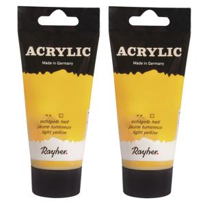 Acrylverf/hobbyverf op waterbasis - 2x - lichtgeel - 75 ml - Schilderen/knutselen