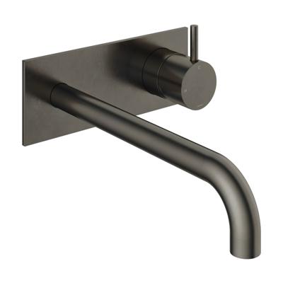 Inbouw Wastafelkraan Met Achterplaat Hotbath Cobber 18cm Gebogen Uitloop 1-Hendel Verouderd Ijzer