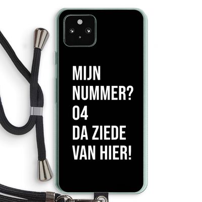 Da ziede van hier - Zwart: Pixel 5a 5G Transparant Hoesje met koord