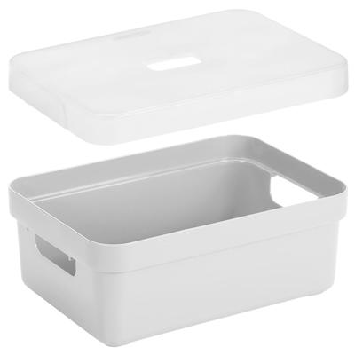 Sunware Opbergbox met transparante deksel - 2x stuks - wit - 9 liter - kunststof - 35x25x12