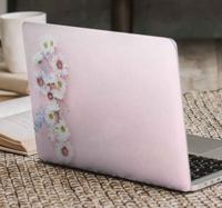 Stickers voor laptop Bloemen op roze achtergrond - thumbnail