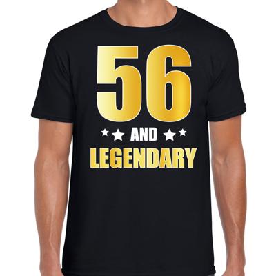 56 and legendary verjaardag cadeau t-shirt - zwart - gouden letters - heren - 56 jaar geworden