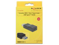 DeLOCK 65696 tussenstuk voor kabels USB 3.1 Gen 2 Type-A USB 3.1 Gen 2 Type-C Zwart - thumbnail