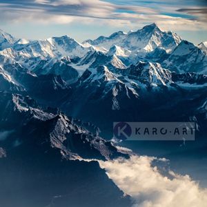 Karo-art Afbeelding op acrylglas  - Himalaya , Blauw wit, 3 maten , Wanddecoratie