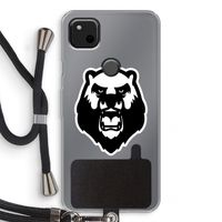 Angry Bear (white): Pixel 4a Transparant Hoesje met koord