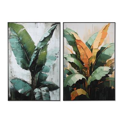 Canvas Home ESPRIT Groen Palmen Tropisch 80 x 3,5 x 120 cm (2 Stuks)