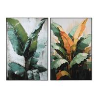 Canvas Home ESPRIT Groen Palmen Tropisch 80 x 3,5 x 120 cm (2 Stuks)