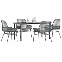 5-delige Tuinset met kussens poly rattan glas grijs