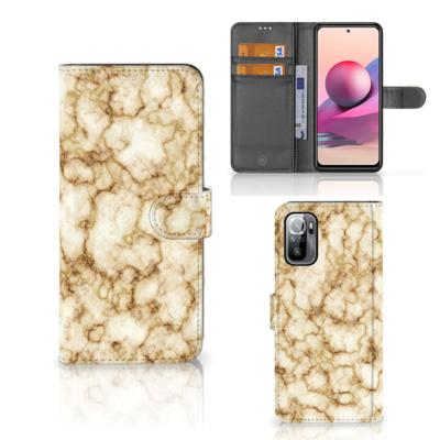 Xiaomi Redmi Note 10/10T 5G | Poco M3 Pro | Bookcase | Marmer Goud