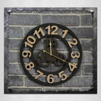 Originaliteit Amerikaanse industriële stijl hout Vintage oude Gear Wandklok (goud)