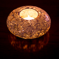Waxinehouder mozaiek ufo - crackled glass - wit