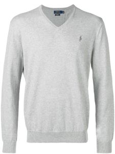 Polo Ralph Lauren pull à col v et logo brodé - Gris