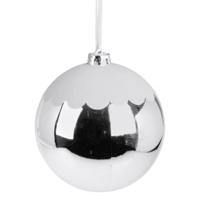 Kerstbal Snow zilverkleurig/wit glitter 15 cm | 6 stuks