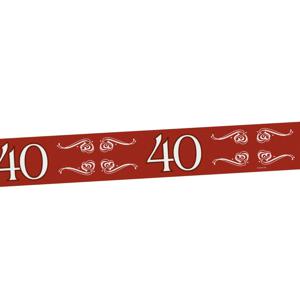 Verjaardag/jubileum markeerlint - 40 jaar - 15 meter - rood - afzetlint