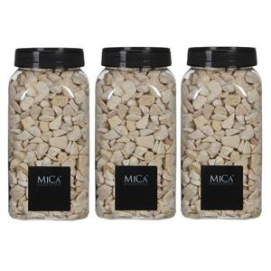 3x mica decorations decoratie/hobby steentjes - creme wit - 650 ml - 5-8 mm