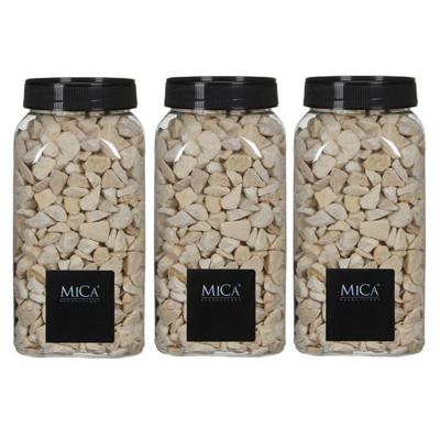 3x mica decorations decoratie/hobby steentjes - creme wit - 650 ml - 5-8 mm