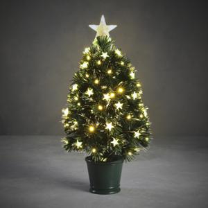 Fiber Optic kunstboom - H60 cm - met verlichting - led sterren - 60 cm - kunst kerstboom