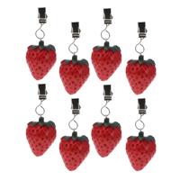 Excellent Houseware Tafelkleedgewichtjes/hangers - 8x - aardbei - kunststeen - rood