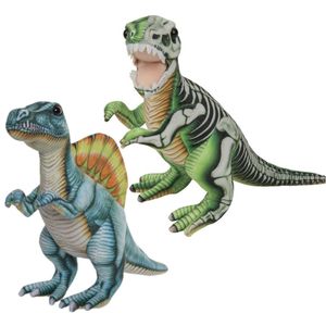 Speelgoed set van 2x pluche dino knuffels T-Rex en Stegosaurus van 30 cm