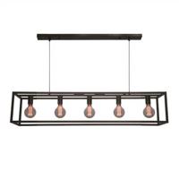 Freelight Hanglamp Esteso 5 lichts L 120 cm B 25 cm zwart