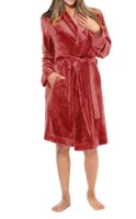 HL-tricot dames badjas fleece - Roze - thumbnail