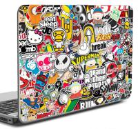 Laptop sticker illustraties cartoon - thumbnail