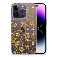 Apple iPhone 14 Pro TPU Case Gouden Bloemen - thumbnail