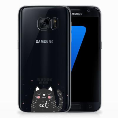 Samsung Galaxy S7 Telefoonhoesje met Naam Cat Good Day Samsung Galaxy S7 Telefoonhoesje met Naam Cat Good Day