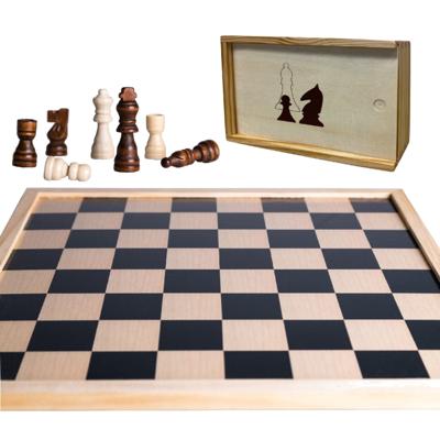 Houten schaakbord/dambord van 40 x 40 cm - met 32x stuks schaakstukken - Schaakspel