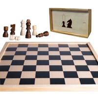 Houten schaakbord/dambord van 40 x 40 cm - met 32x stuks schaakstukken - Schaakspel