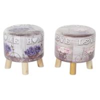 Voetensteun DKD Home Decor Grijs Fiets Roze Lila PU Pijnboom (30 x 30 x 30 cm) (2 Stuks) (30 x 30 x 32 cm)